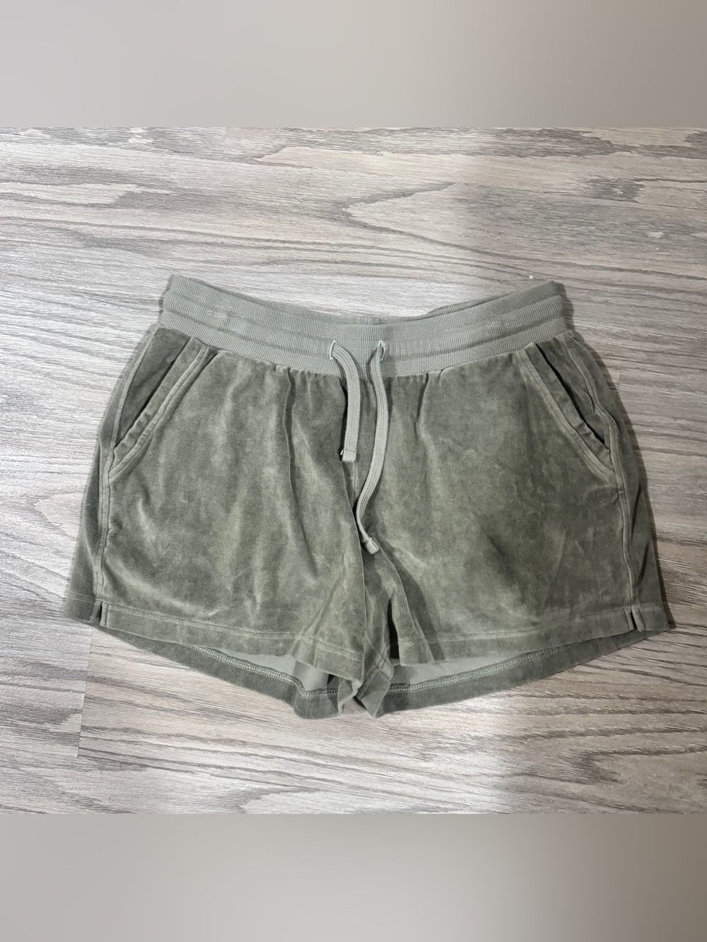 PACT Olive Green Lounge Shorts Organic Cotton Drawstring Athleisure M
